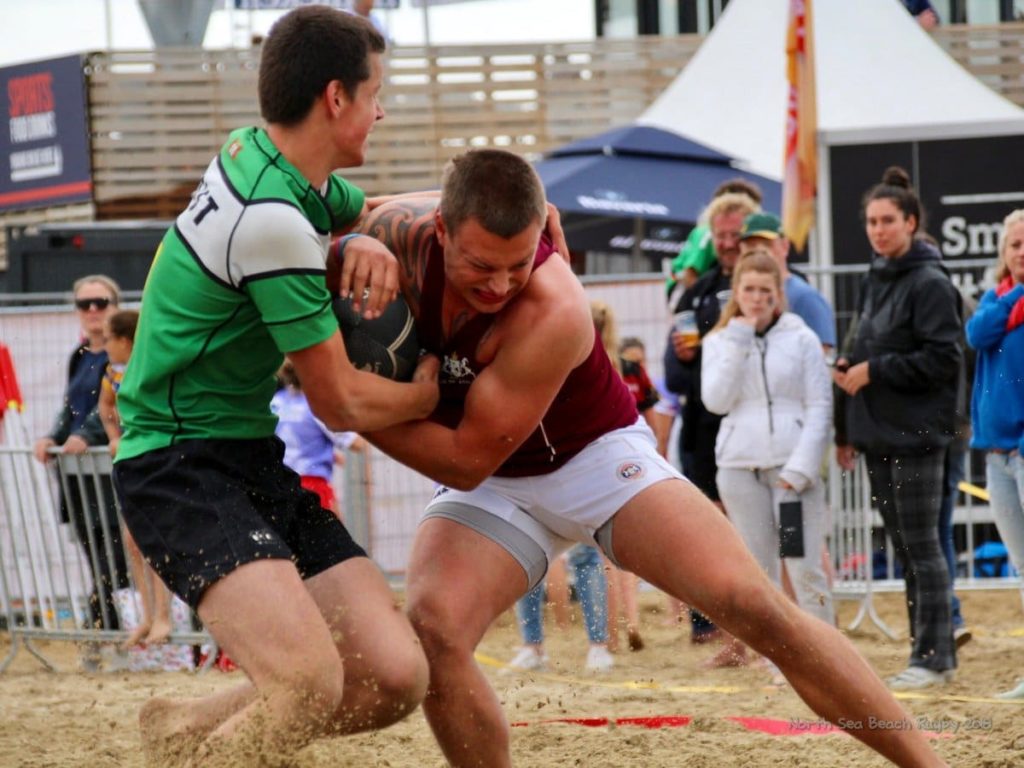 Beach Rugby at North Sea Beach Rugby in The Hague Beach Stadium in The Netherlands