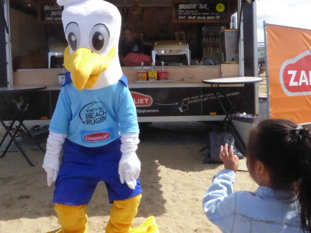 Beach Rugby Mascot Gullfy at North Sea Beach Rugby in The Hague Beach Stadium in The Netherlands