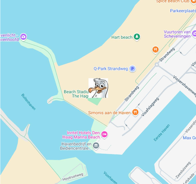 Map Depicting Location North Sea Beach Rugby The Hague Beach Stadium with Detailed Markers